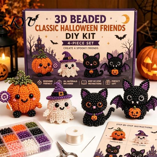 Parent Child Interactive Activity 3D Beaded DIY Kit, Lifelike Christmas Animal Beading Craft Set, Set for Kids Handmade Easy Embroidery Kit And Adults