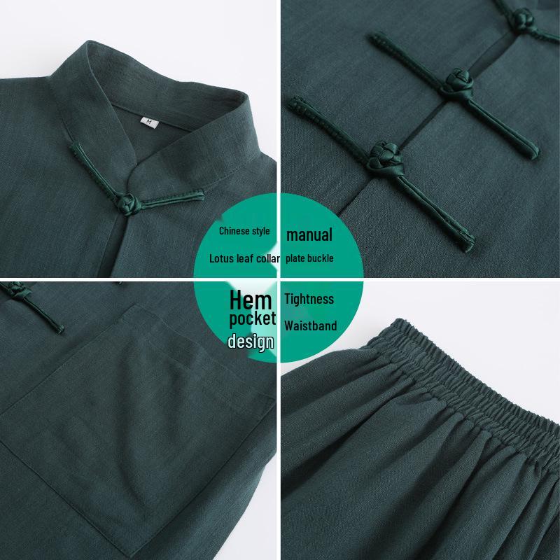 Unisex Cotton Linen Tai Chi Performance Suit - New Chinese Style Long Sleeve Wushu Practice Outfit