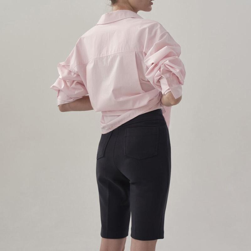 Women Spring Autumn Oversize 100% Cotton Long Sleeve Button Down Shirt, Loose Fit Mid-Length Casual Top