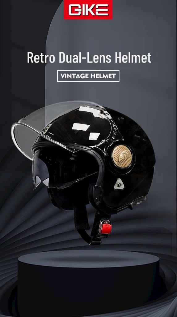 Men's Retro Motorcycle Helmet, 3C Certified, All-Season, Autumn/Winter, Half Helmet for Electric Vehicles
