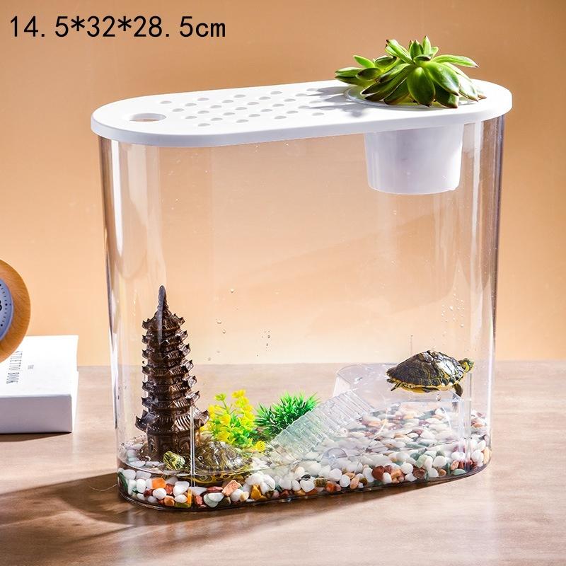 Transparent Micro Landscape Ecological Fish Turtle Tank Hydroponics Aquaponic Planter Breeding Box Aquariums Table Decoration