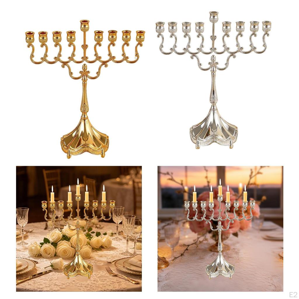 9 Branch Menorah Candle Holder for Hanukkah, Ideal Birthday Parties And Weddings.
