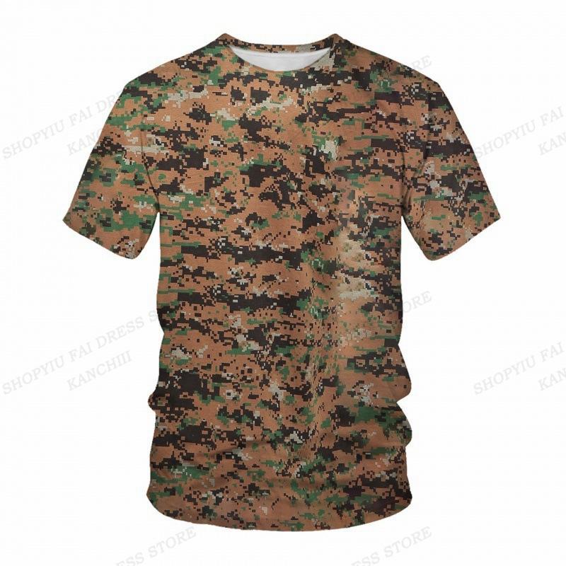 Sommer Camo T-Shirt Camouflage 3D Druck T-Shirt Herren Mode O-Ausschnitt Kurzarm T-Shirt Outdoor T-Shirt Kinder Oberteile Tee Fitness