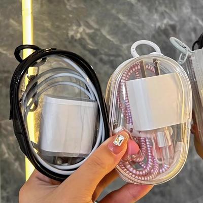 Transparent Charger Storage Bag PVC Waterproof Cute Cartoon Doll Organizer Box Jewelry Keychain Data Cable Storage Case Travel