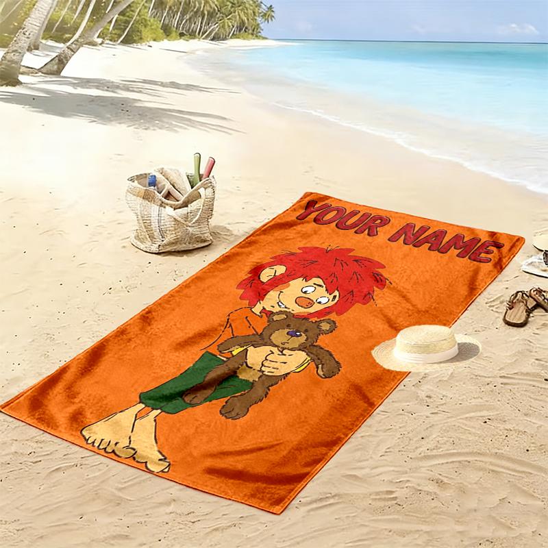 Benutzerdefinierter Name Meister Eder Und Sein Pumuckl Druck Strandtuch, Großes Weiches Schnelltrocknendes Handtuch für Strand Camping Schwimmen_xia