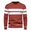 Men's European Fit Striped Round Neck Sweater for Autumn/Winter