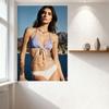Sexy Woman by Rocky Mountains Clear Sky Body of Water Coastal Decor Metal Sign Tin Poster for Bar Home Wall Art