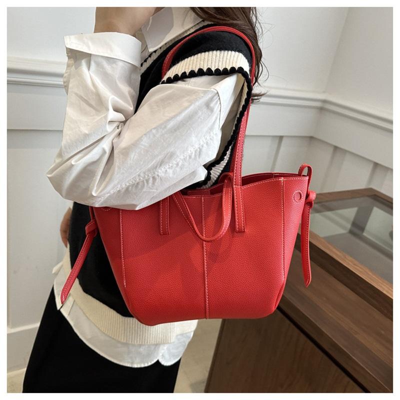 Bags Women's PU Portable Tote Bag 2025 Large Capacity Trendy Fashion Niche High-end Shoulder Bag