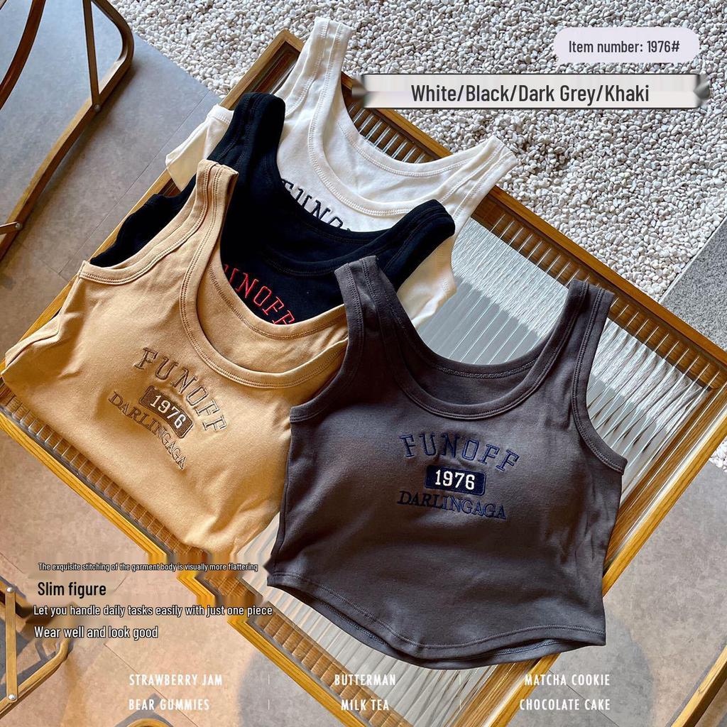 Baumwoll-Camisole-Weste im koreanischen Stil 1976 mit festem Brustpolster