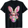 Happy Easter Bunny Coquette Bow Brushstroke Easter Girl Kids T-Shirt
