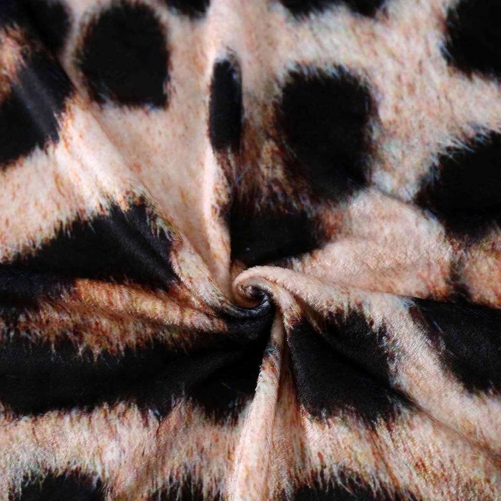 Leopard Print Blanket Soft Faux Fur Throw Cozy Living Room Decor Animal Pattern Bed Cover Warm Home Textile
