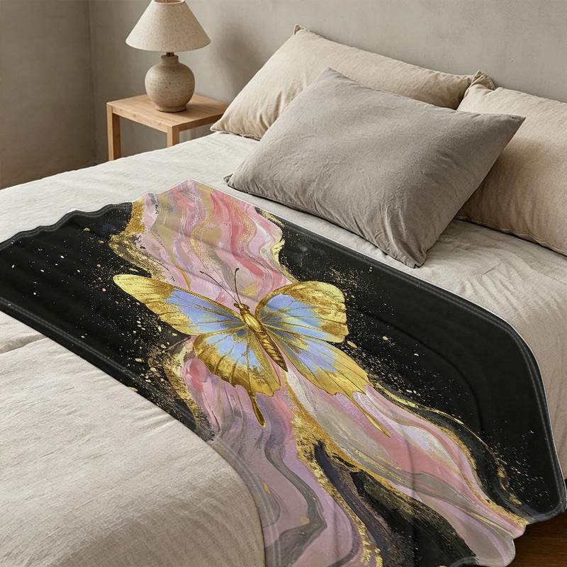 Soft Anti-Pilling Fleece Blanket, Butterfly Design Cozy Warm Throw for Home, Sofa & All Season Festive Gift for Halloween, Christmas