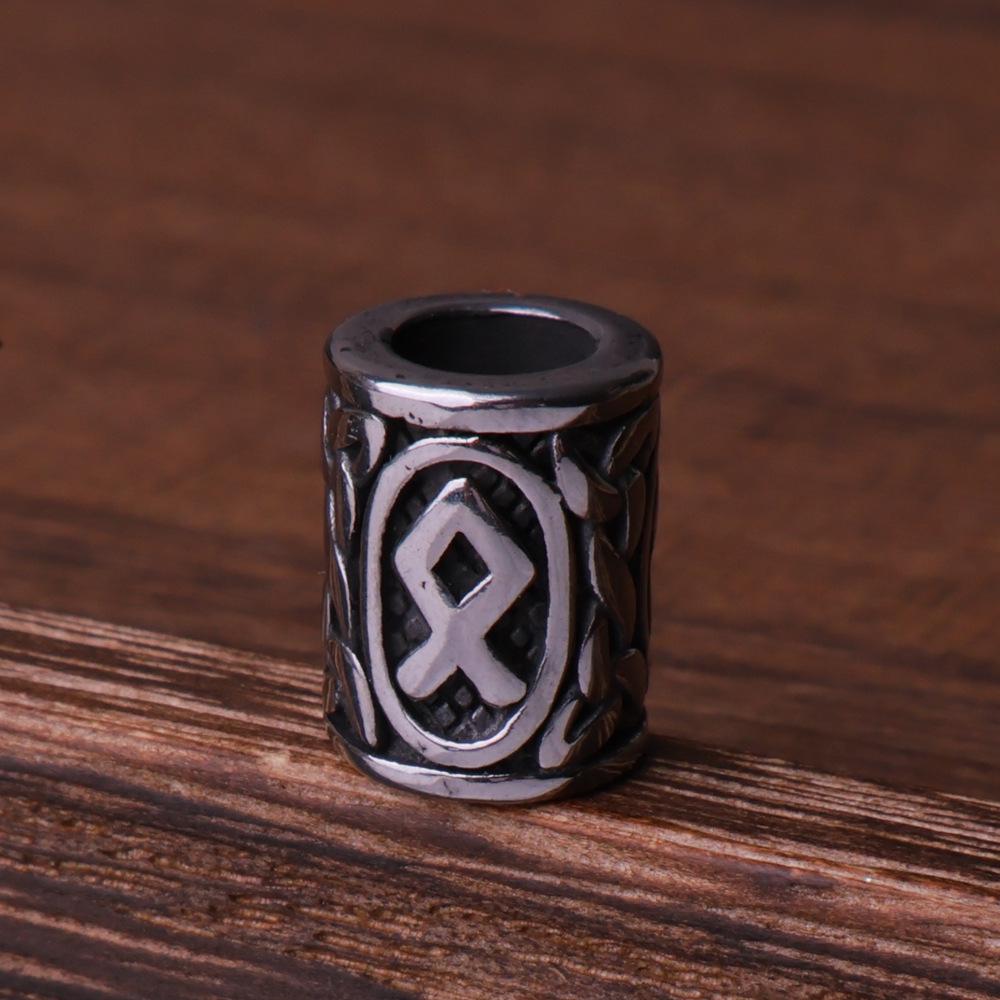 Скандинавский рунический алфавит викингов Титановые бусины - Ретро аксессуары-втулки из нержавеющей стали Loose Beads