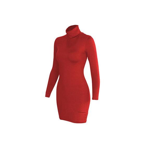 

Женская тонкая дышащая повседневная юбка, модная водолазка с длинным рукавом и высокой талией, сексуальное платье на бедрах S красный