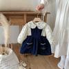 Baby Girls' Floral Doll Collar Shirt & Vest Dress Set - Autumn 2025