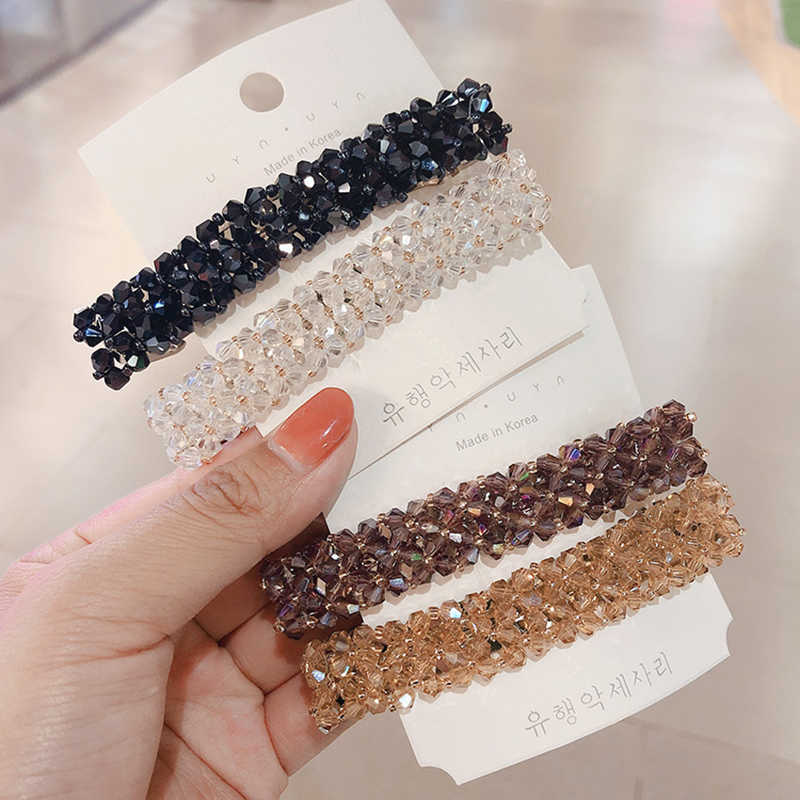 Korean Crystal Spring Hair Clips Pins Barrettes For Women Girl Headband Fashion Simple Hair Accessories Headwear