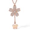 [ZHOU LIU FU] Women's Cherry Blossom Pendant Necklace, Sterling Silver 925, Popular Jewelry, Zirconia, Rose Gold, Gift, Simple Accessory, Cute,