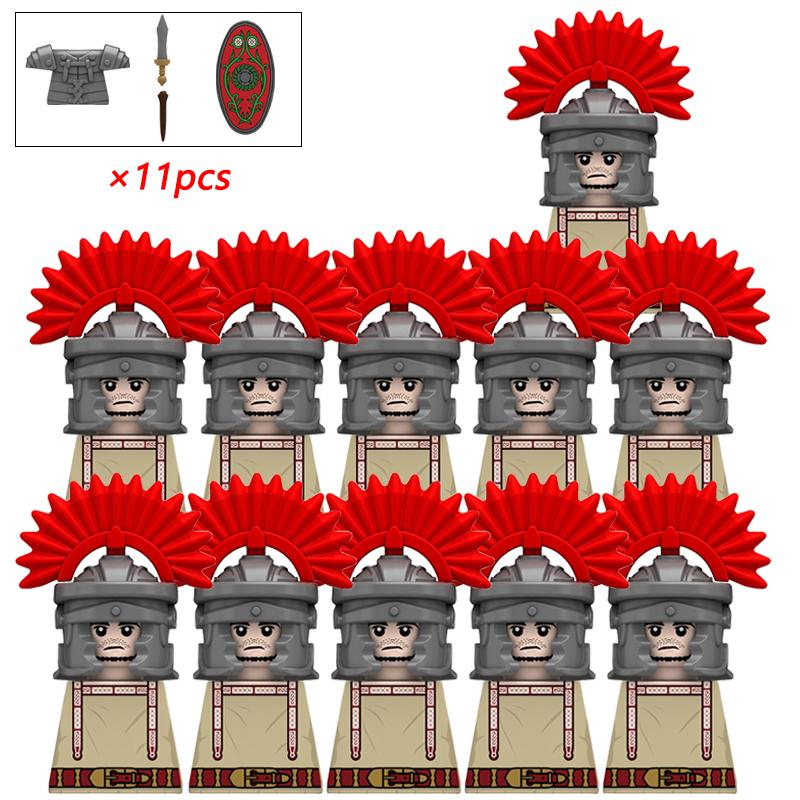 11/21pcs N818-821 Rome Medieval Knights Templar Crusade Spartan Warriors Infantry Cavalry Figures Building Blocks Kids Toys