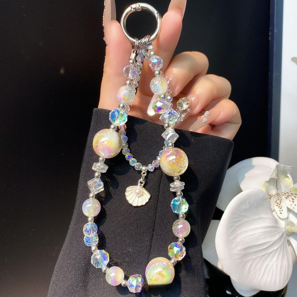 Compatible Apple Phone Case Lanyard Shell Pendant Phone Chain Crystal Handmade Beaded Chain Rope Phone Special Lanyard