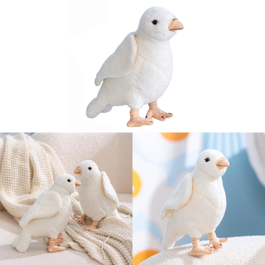 Plush White Pigeon Figurine Soft Toy With Pp Cotton Filling For Kids And Teens