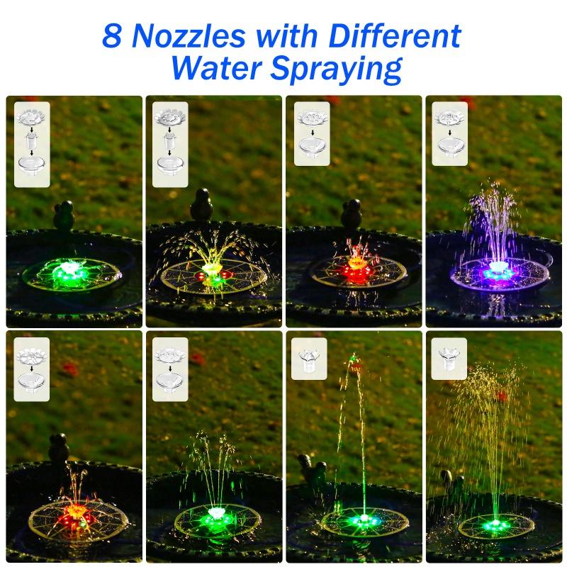 3.5W Monocrystalline Glass Layer Solar Fountain Pump with LED Color Lights for Outdoor and Garden Decoration,Light Blue Purple