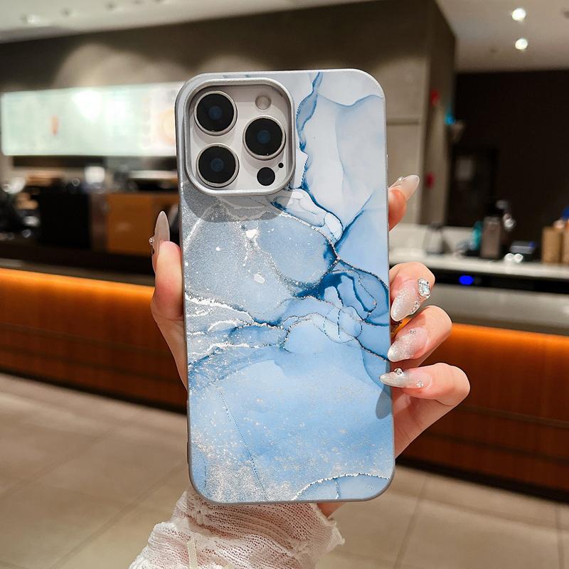 Marble Pattern Leather Texture TPU Case For iPhone 17 16 Pro Max 15 14 13 Pro Max 11 Shockproof Soft Silicone Phone Back Cover