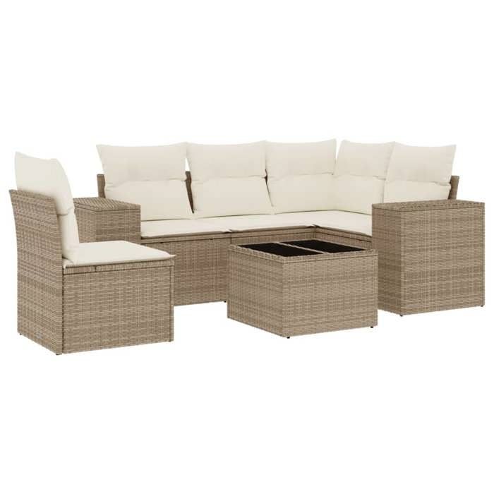 VidaXL Garden Lounge Set with Cushions 6 Pcs, Patio Sofas, Patio Furniture Set, Outdoor Furniture, Beige 3254915