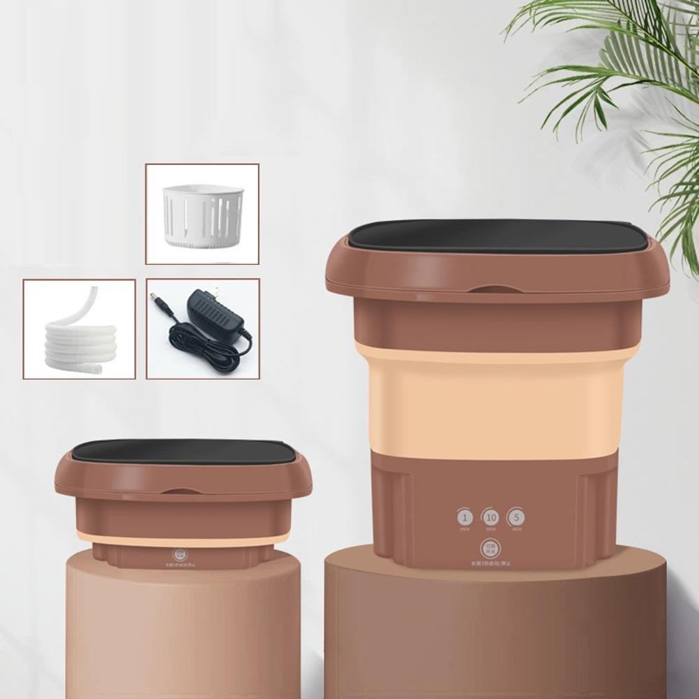 New Folding Washing Machine Portable Mini Socks Underwear Cleaning Machine Chocolate Color Home Appliance