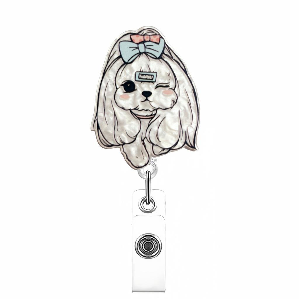 Id Badge Holder Acrylic Alligator Clip Dog Badge Holder Retractable Badge Clip For Nurse Doctor Office