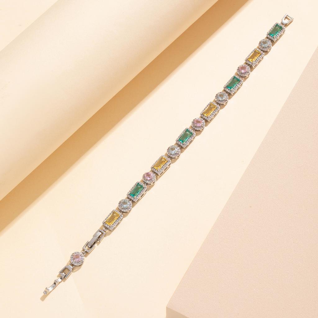 Adjustable Color Zircon Bracelet, Women'S Full Diamond Color Bracelet, Micro-Inlaid Zircon.