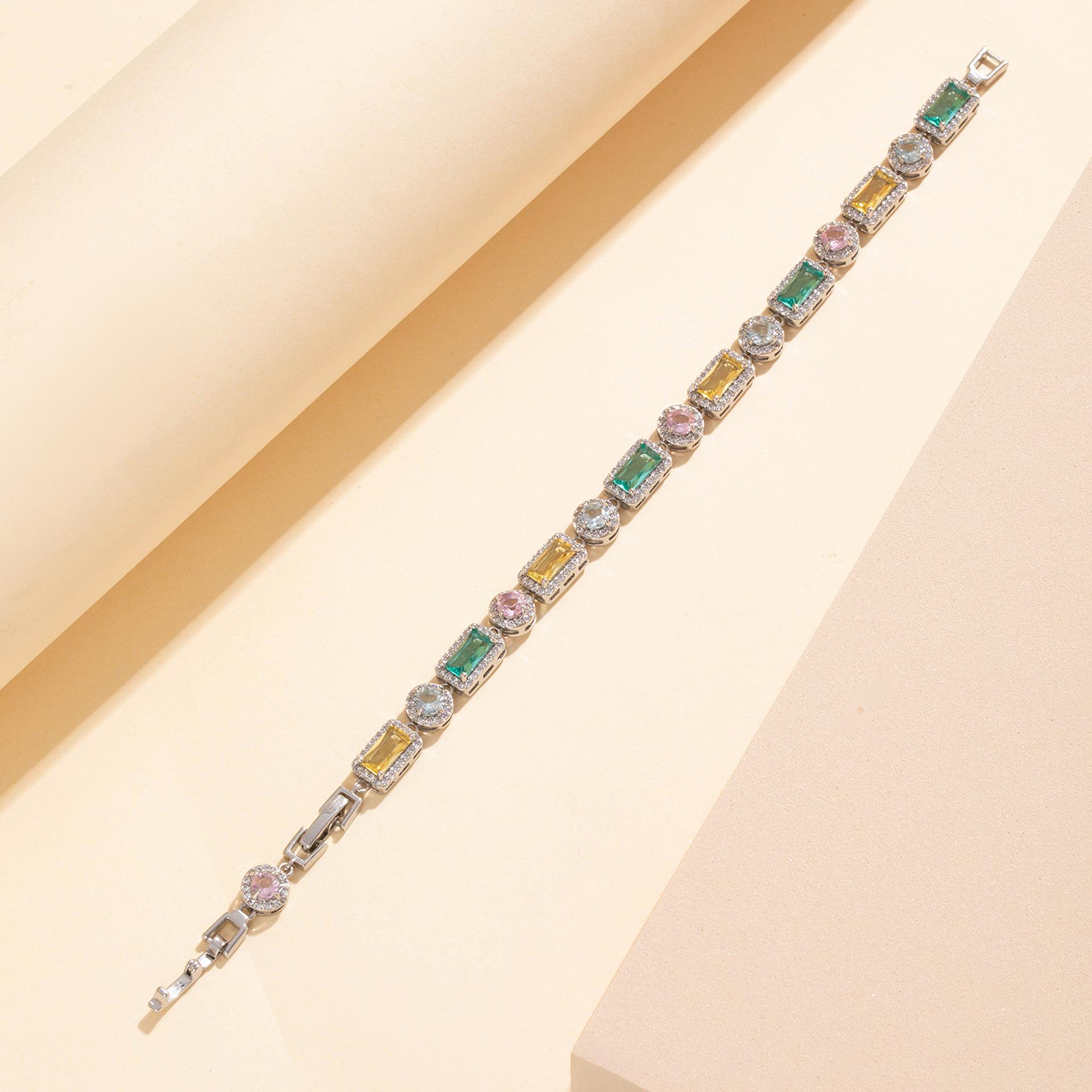 

Adjustable Color Zircon Bracelet, Women S Full Diamond Color Bracelet, Micro-Inlaid Zircon. No specification