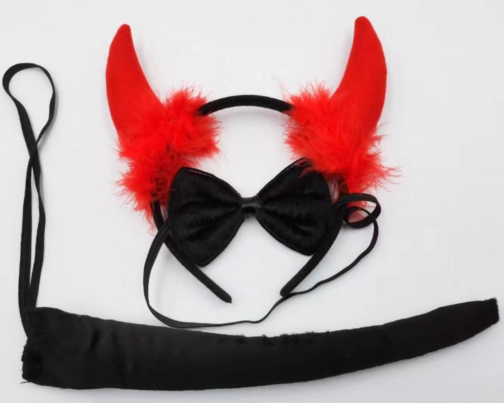 Tiara Chifres de Diabo com Lantejoulas Glitter Dourado para Decoração de Apresentação de Natal e Halloween.