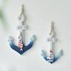 Boat Hook with Lanyard Solid Wood Handmade Blue White Gradient Coastal Decor Symbol Good Luck Boat Hook