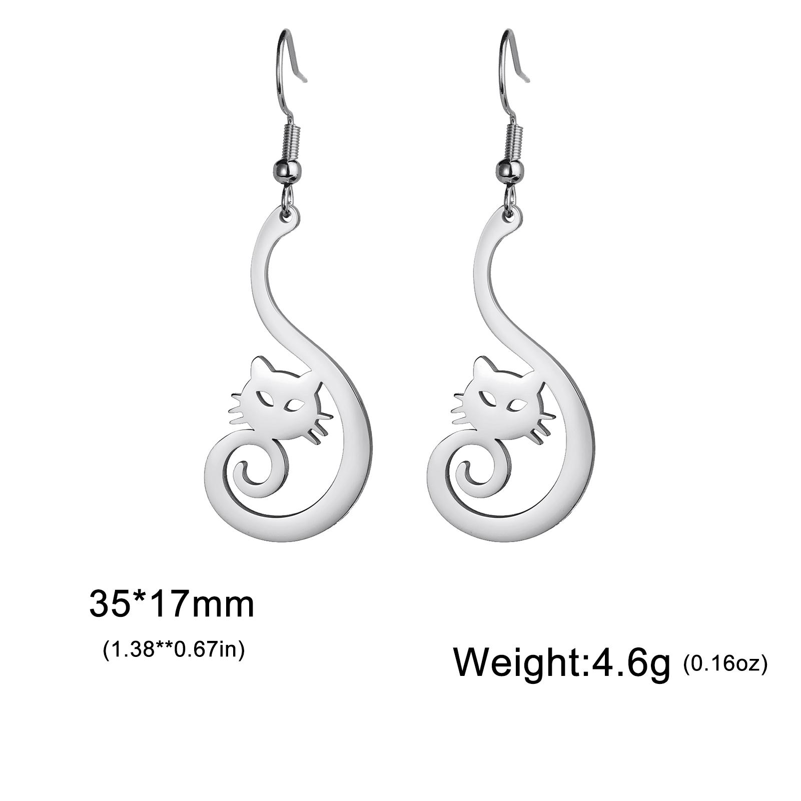 

Teamer Cute Funny Cat Drop Earrings Stainless Steel Lovely Kitten Pendant Dangle Earrings for Women Jewelry Valentine s Day Gift