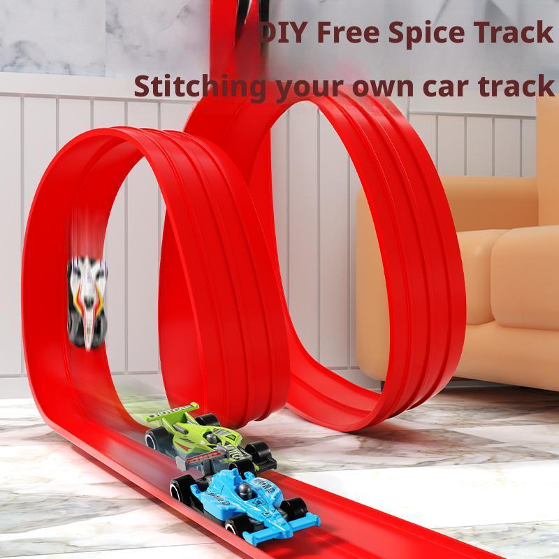 Flexible Race Track Children Toys DIY Double-track Racing Car Ramp Compatible 1/64th Cars Portable Rolls Up Boy Christmas Gift