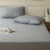 Solid Color Cotton Fitted Sheet & Pillowcase Set - Single Bed Mattress Protector