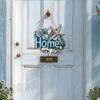 Summer Beach Welcome Door Sign Coastal Starfish Shell Door Hanger Rustic Wooden Hanging Sign for Front Door Lake House Porch Home Decor