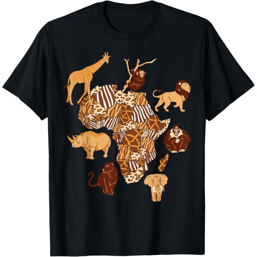 African Animals Map T-Shirt S