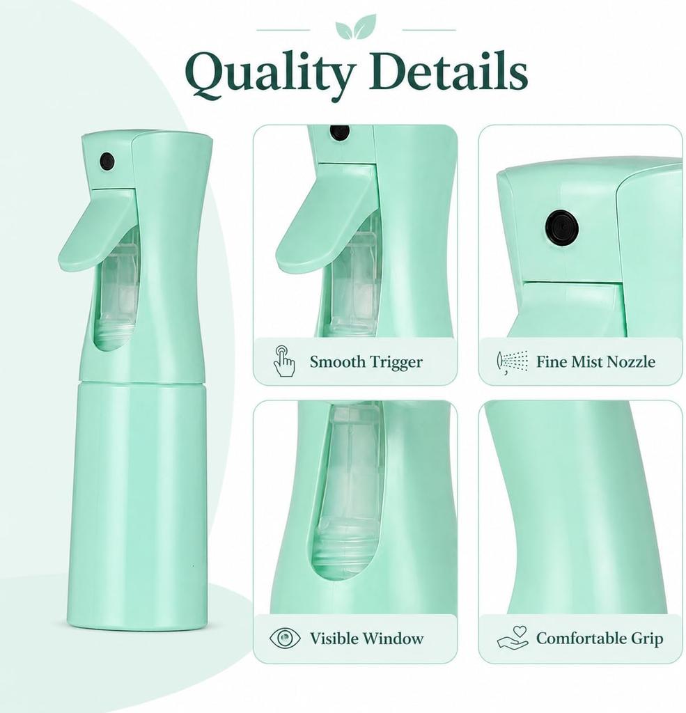 1 Pcs High Pressure Continuous Mist Spray Bottle for Gardening, Watering Plants, Pet Disinfection, Beauty & Hair Care, Macarons & Moisturizing (Green)