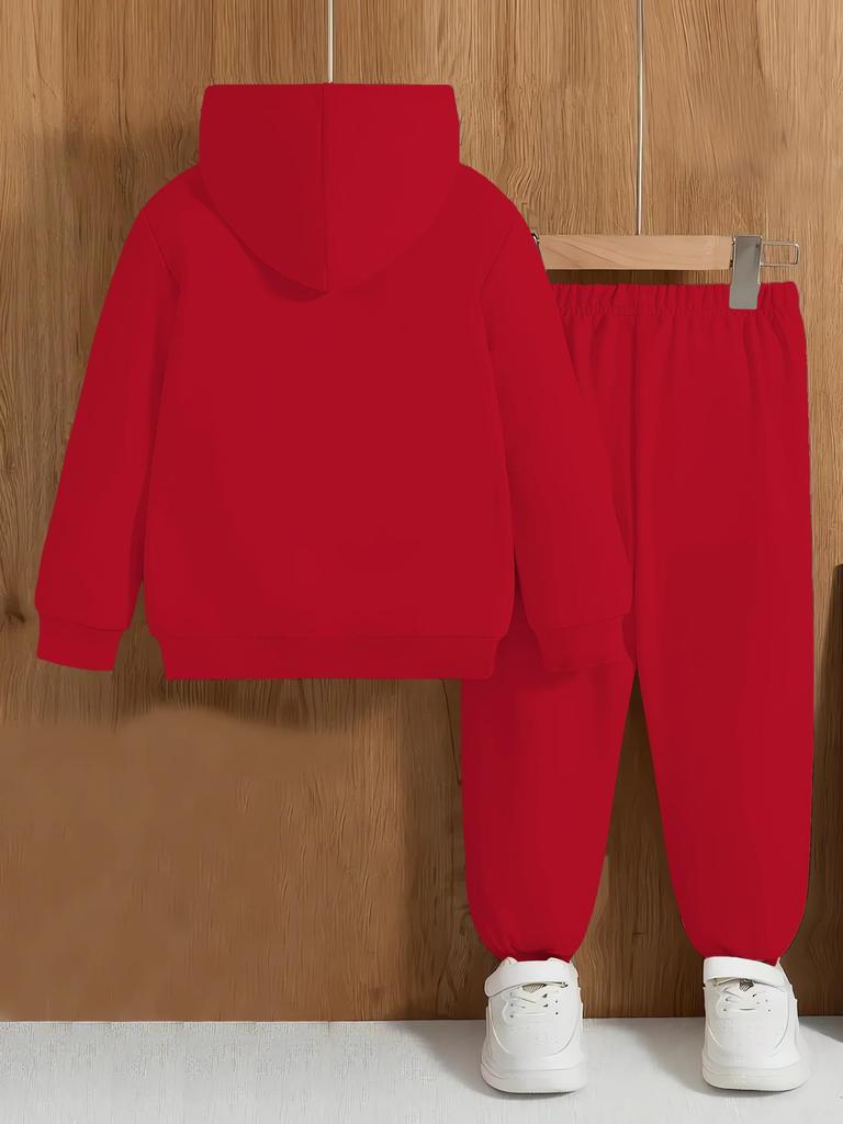 Kinder Herfst/Winter Effen Kleur Hoodie Sweatshirt & Joggingbroek Set - Casual Sport, Plus Fluweel Warm