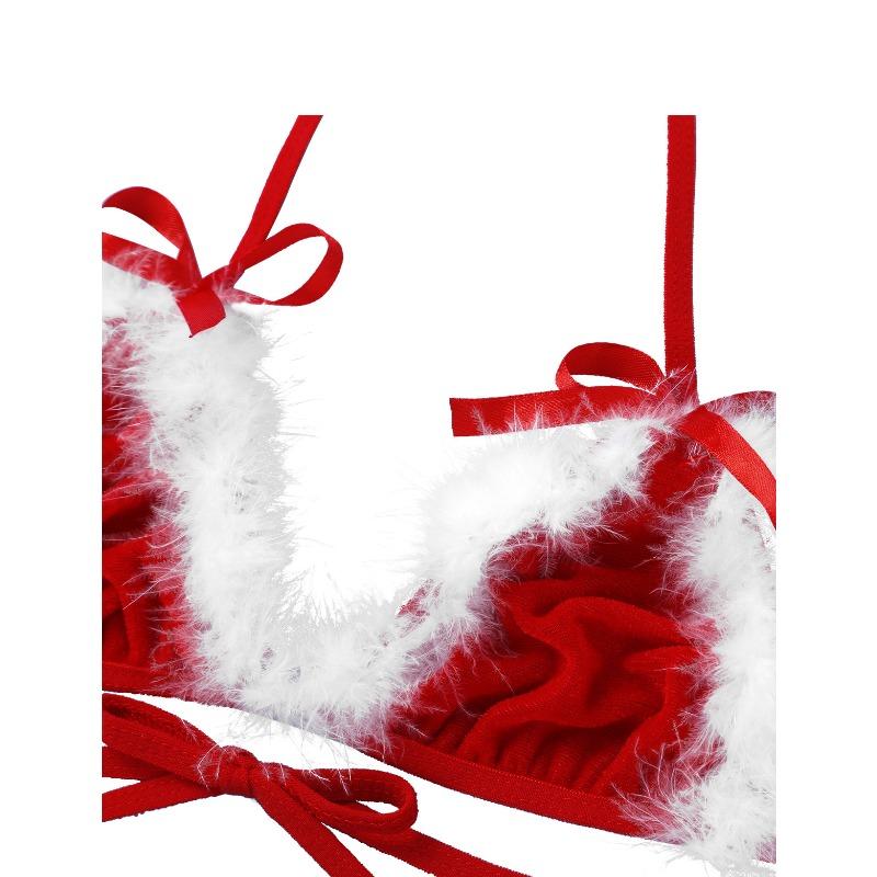 Lingerie bikini sexy seduction three-point mesh Christmas girl