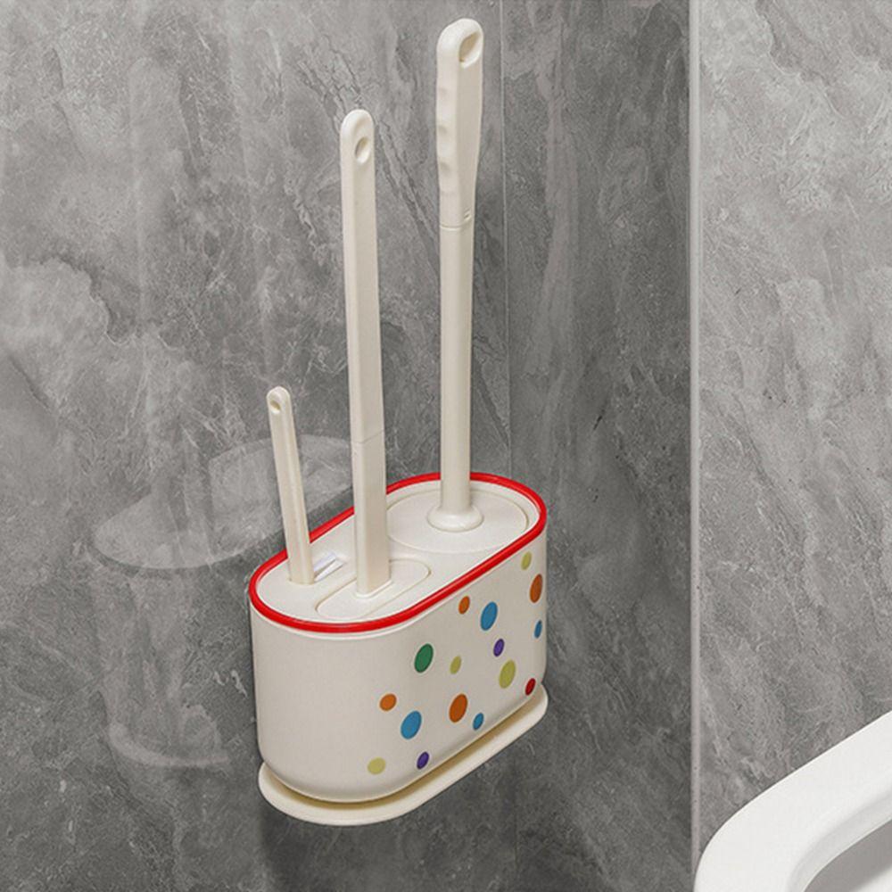 Modern Toilet Plunger Bowl Brush Nail-free Toilet Brush Set  Bath Accessories