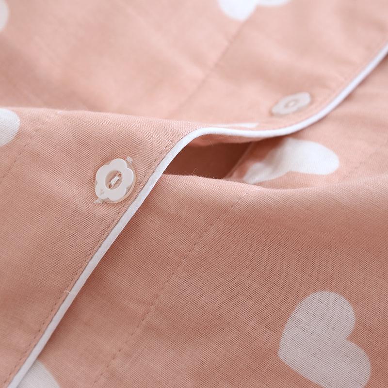 2022 Cotton Gauze Pajama Set with Chest Pads - Summer & Autumn Long Sleeve Women's Homewear