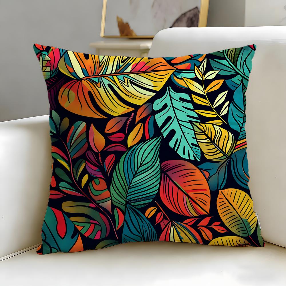 Artistic Leaves Cushion Cover Soft & Easy-Wash Pillow Case – Versatile For Couch, Bed, Travel And Office