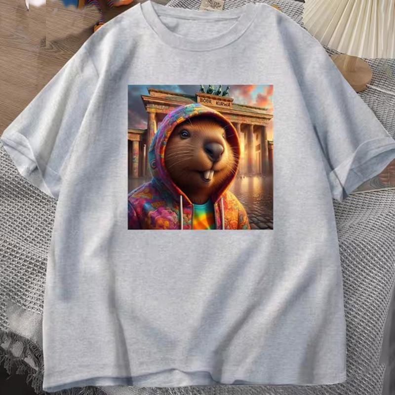 Bóbr Kurwa Gladiator cotton T Shirts for Unisex Women The Glory of Rome Graphic T-Shirt Bober Beaver Boberek Tshirt Casual Tees