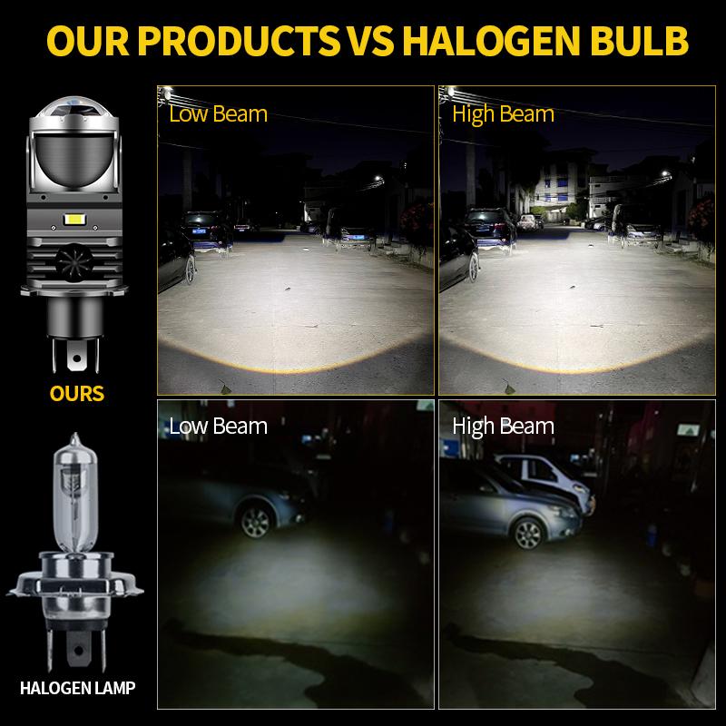 1pc H4 LED Projector Headlight Motorcycle 25W 50000LM Lens with Fan Cooling Automobile Hi Lo Beam Bulb For Haojue USR125