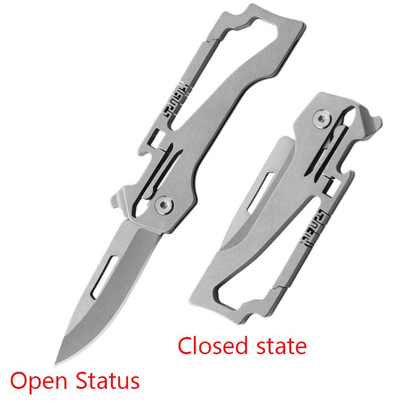 Kitchen Knife High Hardness Pocket Knife Multifunctional Folding Knife Key Chain Mini Titanium Alloy EDC Knife Peeling Knife