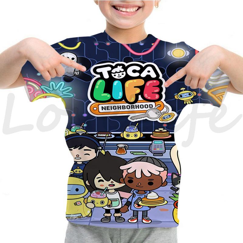 Toca Life World T Shirt Girls Boys Summer Casual Short Sleeve Tshirt Kids Cartoon Toca Boca T-shirt Camisetas Children Clothes
