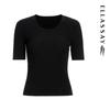 ELLASSAY Women's 2024 Summer Simple Slim Fit Round Neck Knit Top