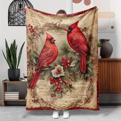 Print Flannel Throw Blanket - Hypoallergenic Tear Resistant Machine Washable All-Season Cozy Knitted Polyester Bedding
